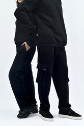 Black Interlock Cargo Trouser